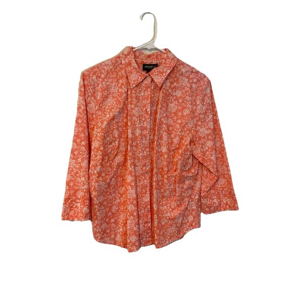 Eddie Bauer, Coral And White Button Up Women’s Shirt Size Extra Large - Picture 1 of 2